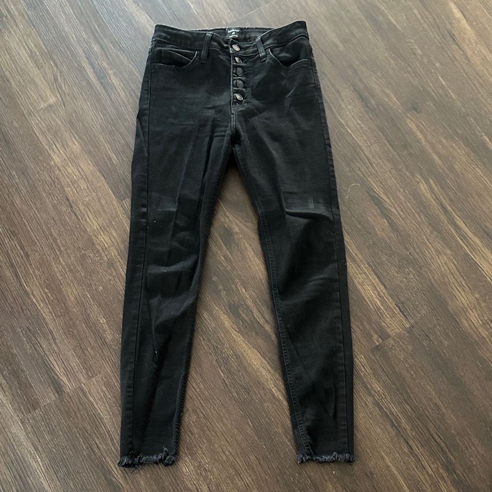 Just Black Distressed Hem Skinny Jeans